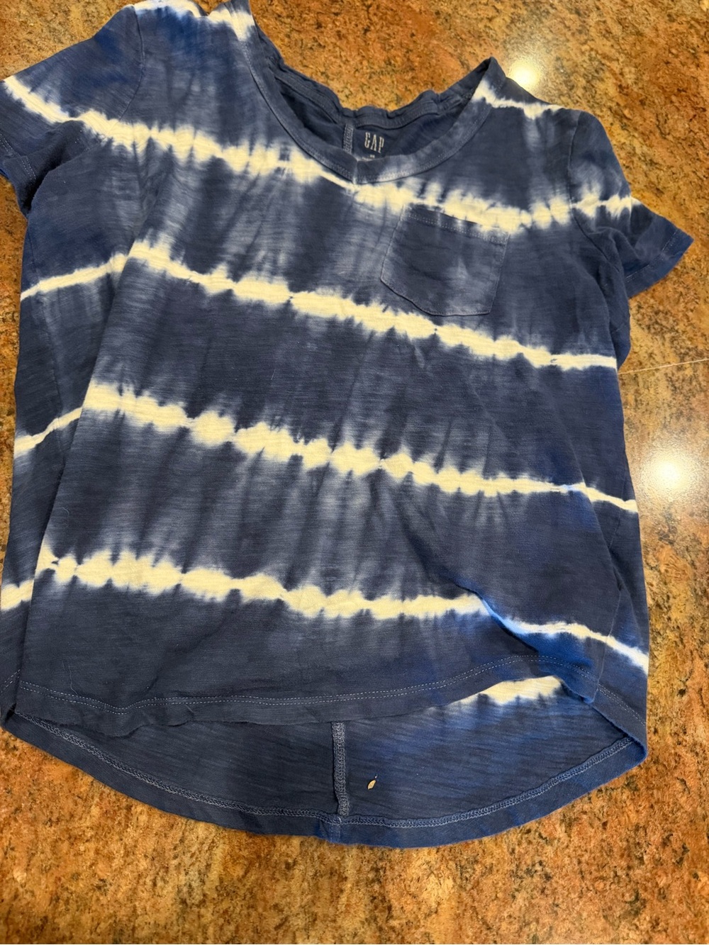 GAP Blue and White Tie-Dye Pocket Tee